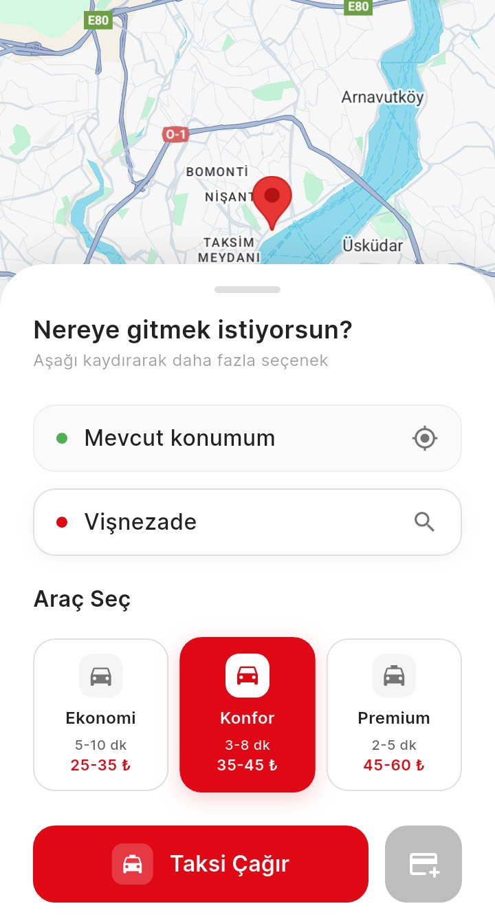 Velox Taxi ana harita ekranı